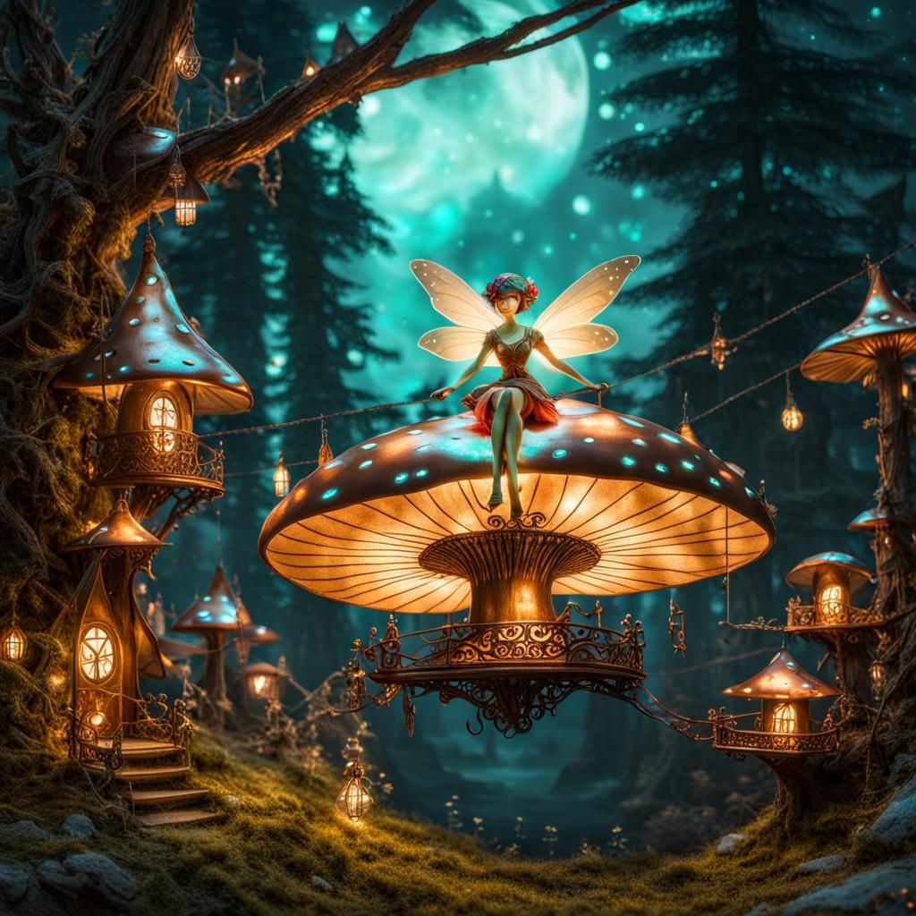 Fairy Village on Copper Mountain.. AI Generated Artwork NightCafe