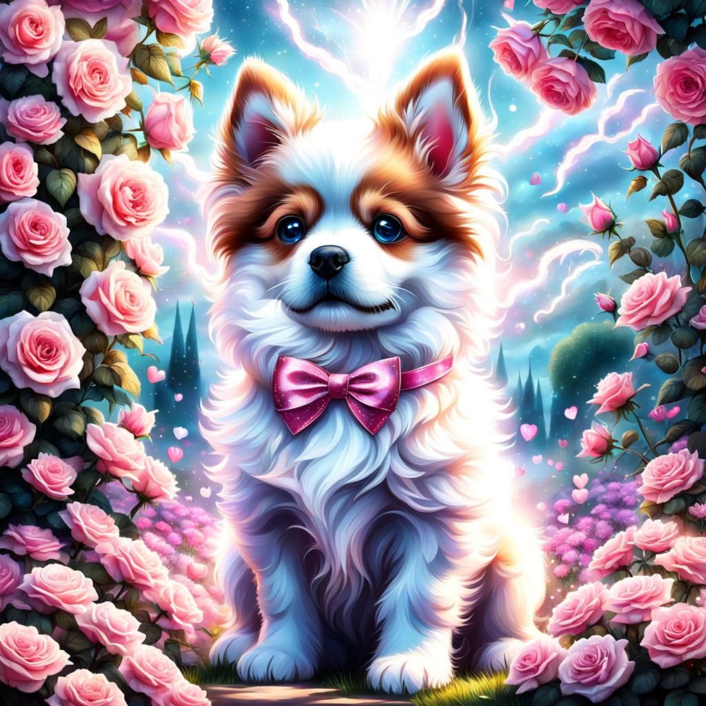 litle cute puppy beautiful white fluffy eyes beautiful and e...
