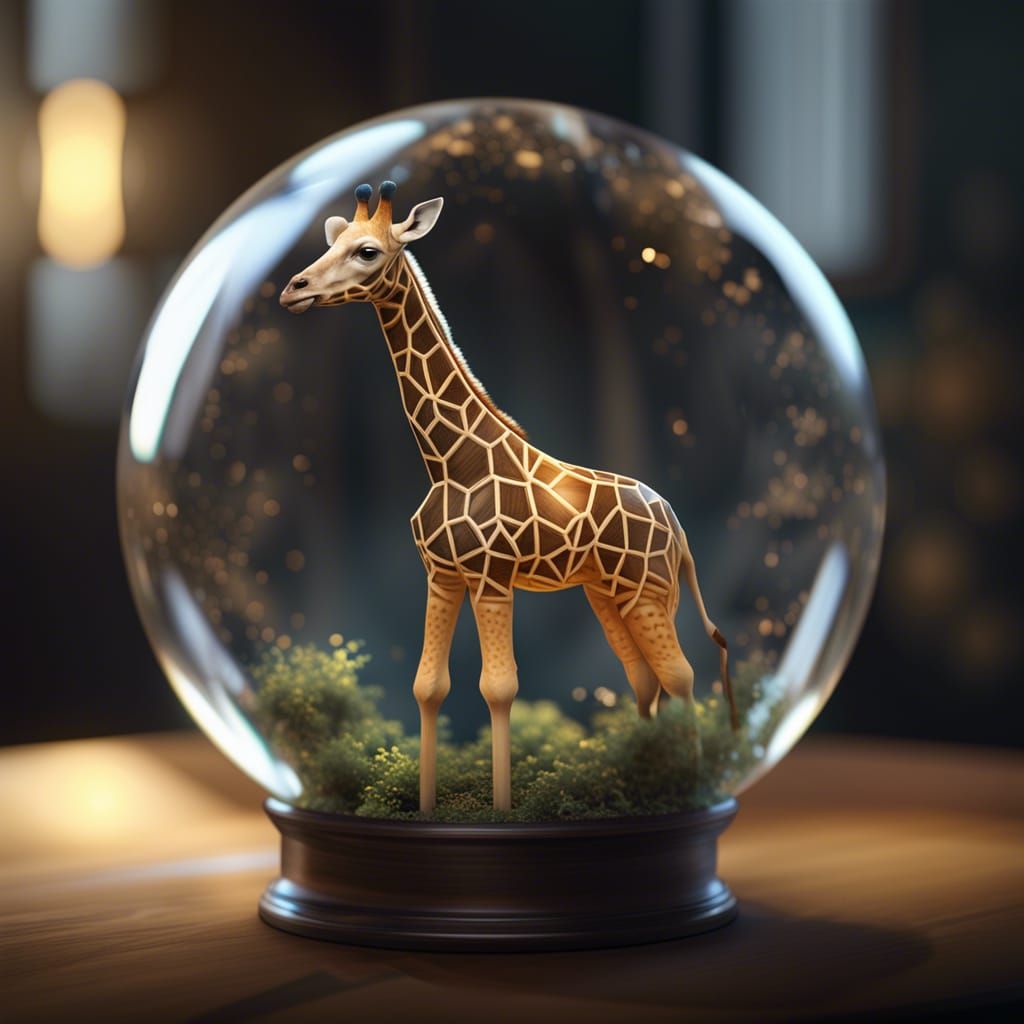 An adorable miniature giraffe trapped inside a glass orb - 8...