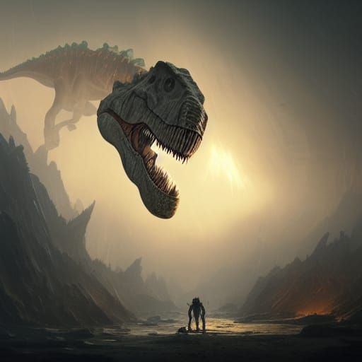 Dinosaurs skull broken A 1000 meter dinosaur. - AI Generated Artwork ...