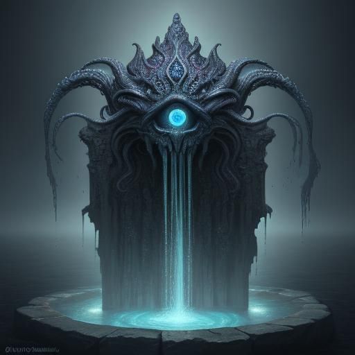 Close-up. An otherworldly alien water fountain