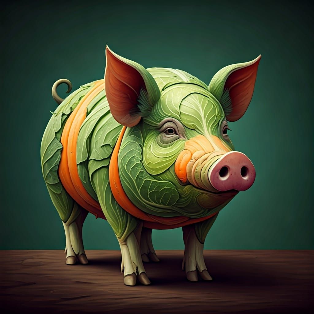 Arcimboldo Vegetable Pig  by @Magma Puff