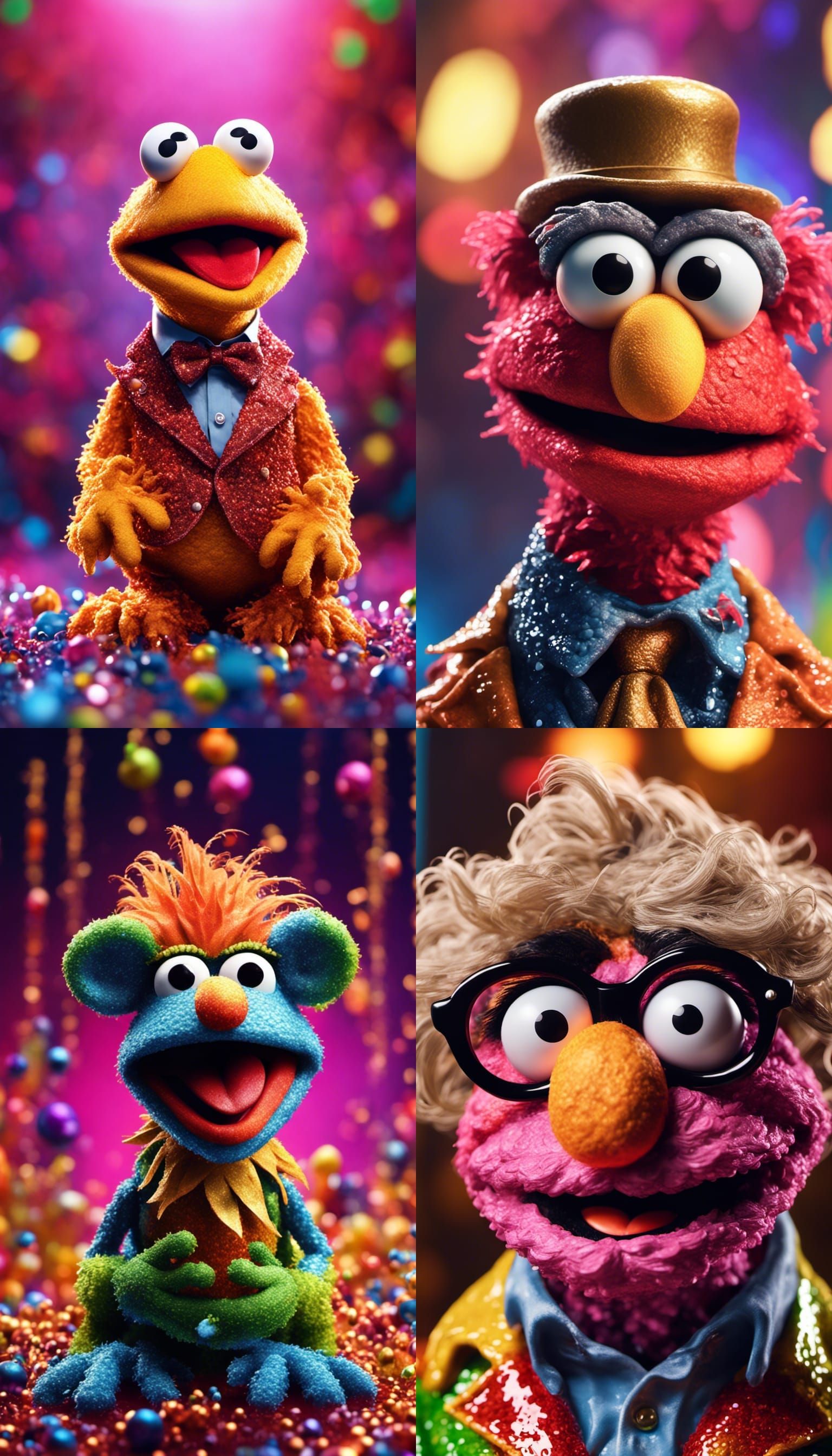 Sparkling Muppet in Vibrant Anime Style