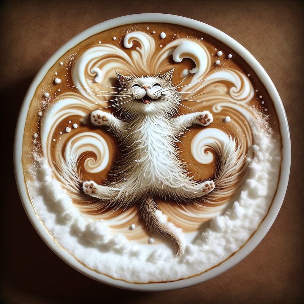 Feline coffee art