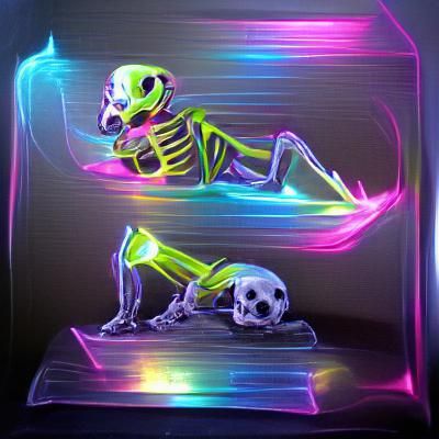 skeletons that are neon and holographic