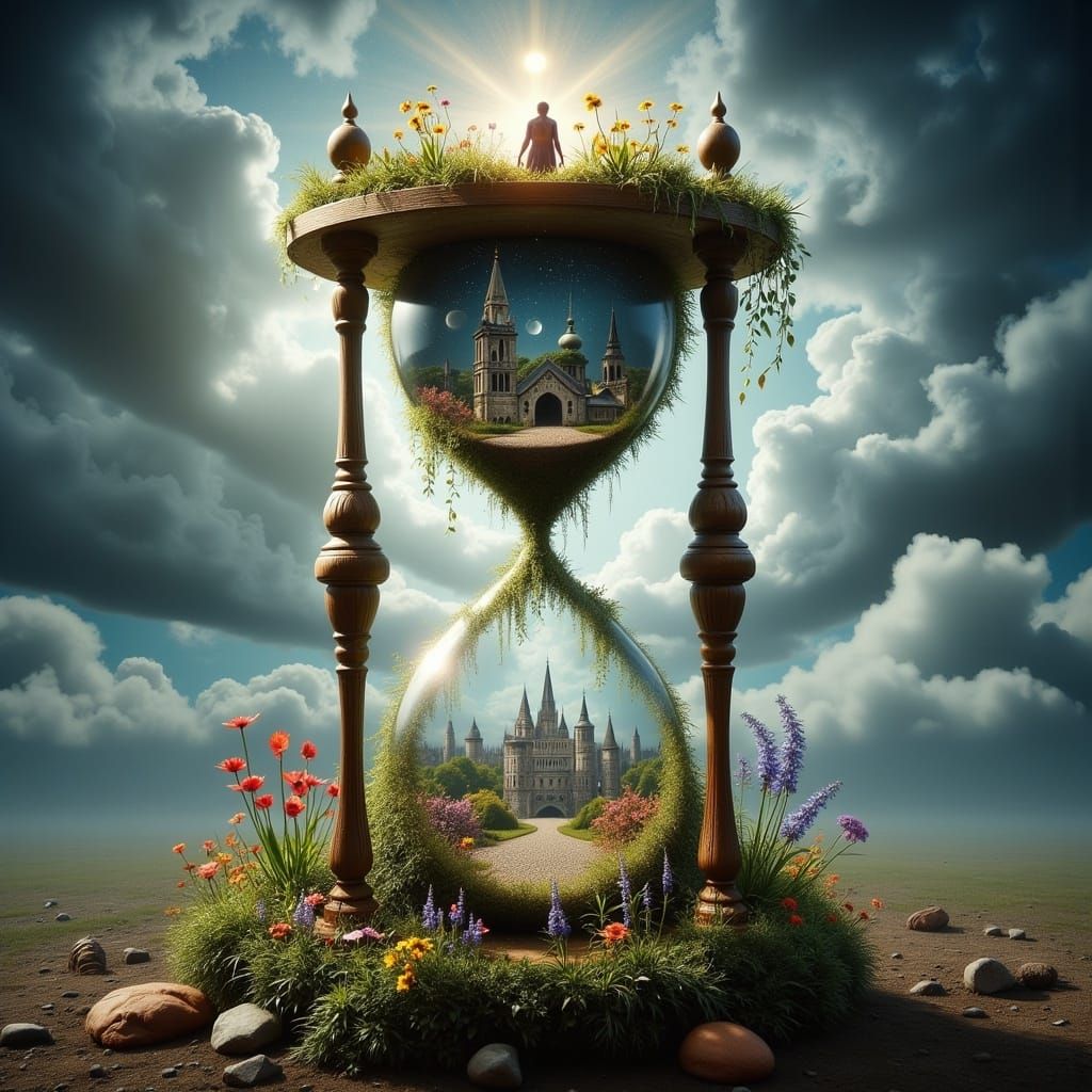 Surreal Society Inside a Timeless Hourglass