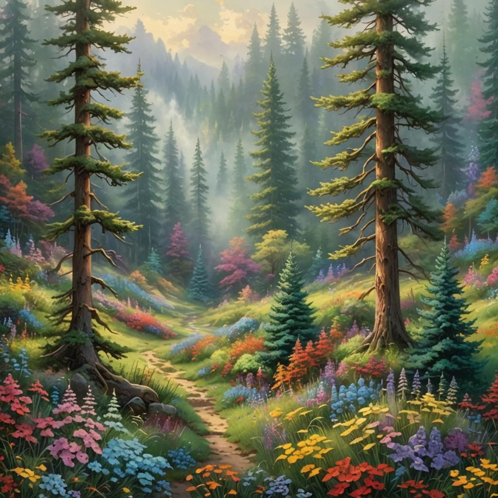 Green woodland meadow