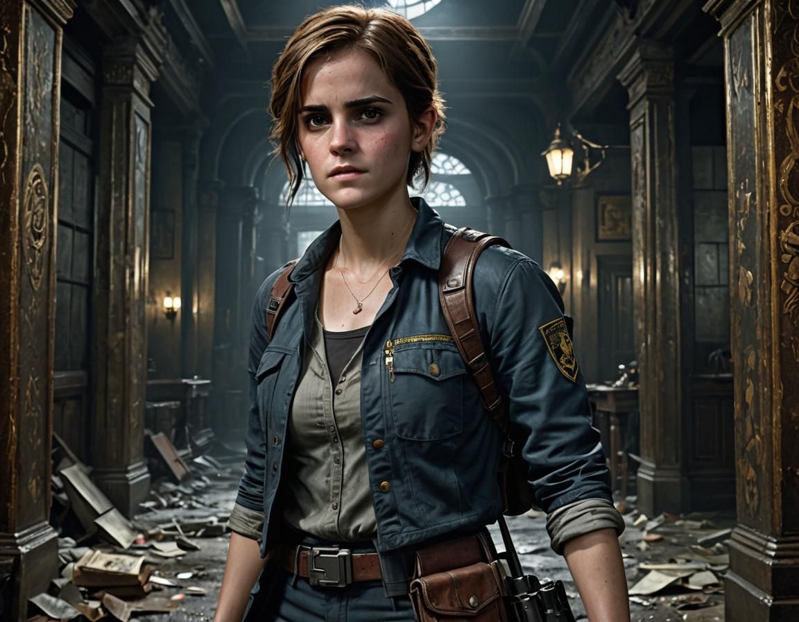 Emma Watson in Resident Evil perfekter Körper , skinny outfit , reales  gesicht - AI Generated Artwork - NightCafe Creator