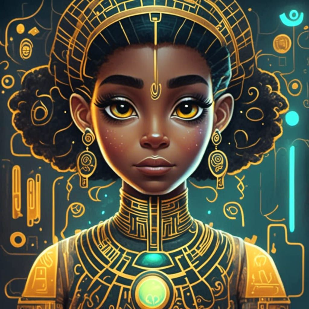 <lora:Cleopatras Gold:1.0> A whimsical cute adorable circuit creature, glowing, wires on bioluminescent glow ethereal enchanted motherboard,...