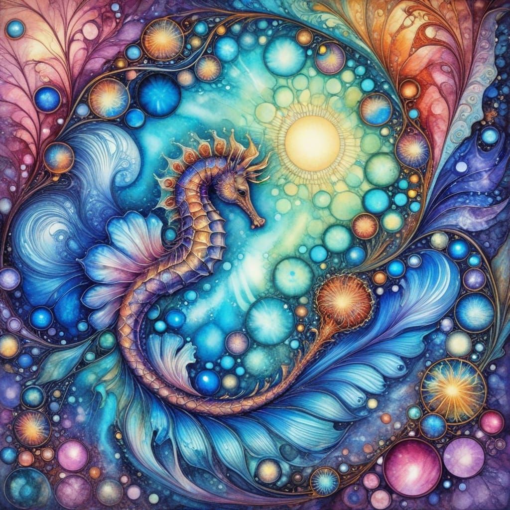 Majestic Seahorse in a Magical Underwater Realm