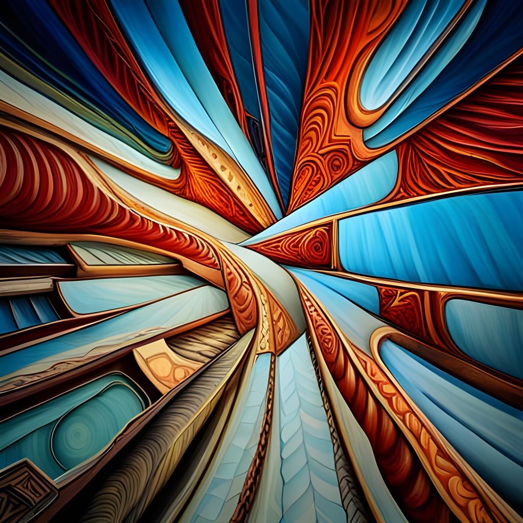 Abstract patterns mid air, abstract art complementary colors...