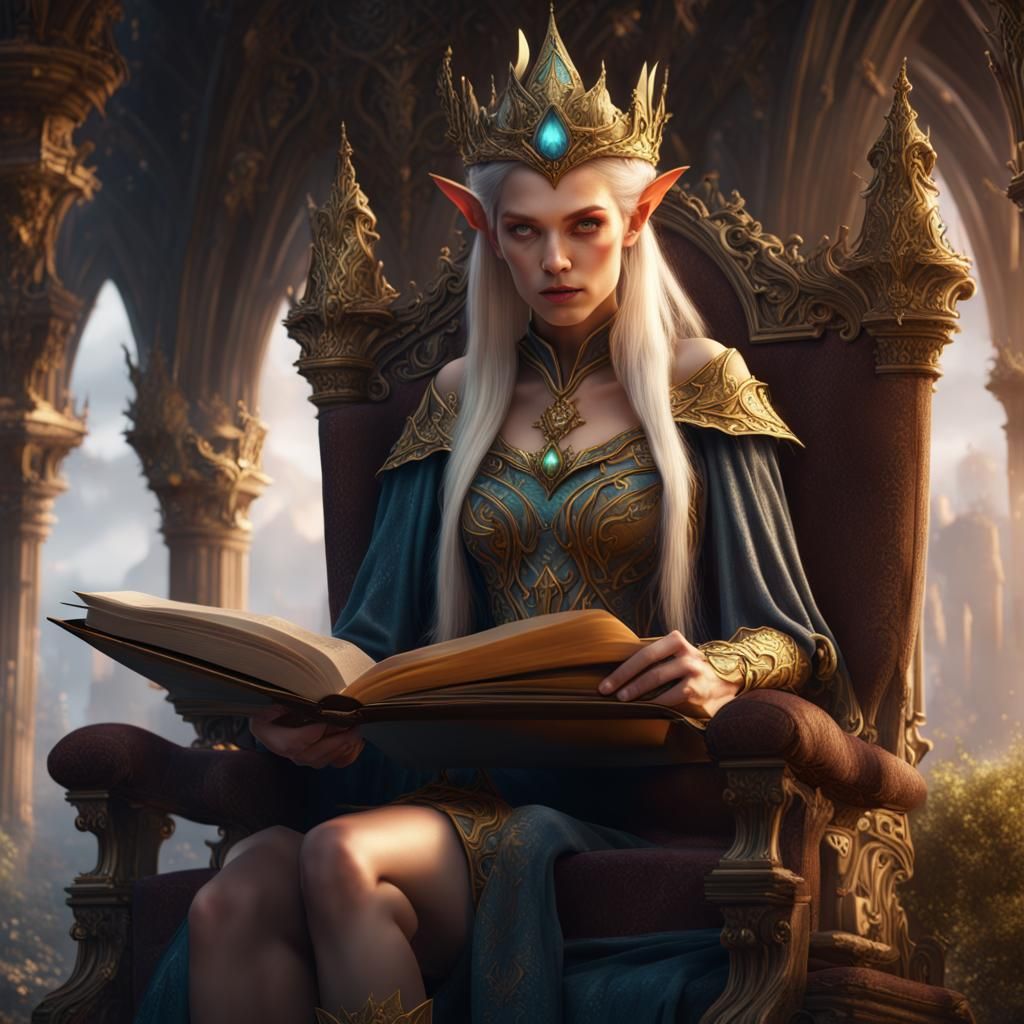 queen elf reading - AI Generated Artwork - NightCafe Creator