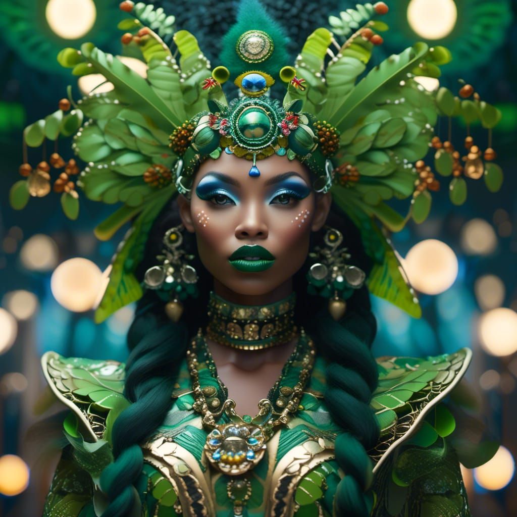 a breathtaking forest goddess with Amazing Lips, green tone, in the style of colorful animations, RTX on, unreal engine, hyperrealistic pain...