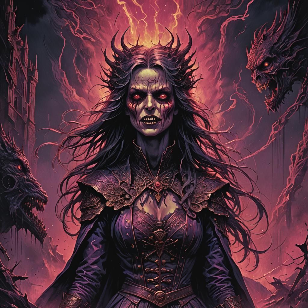 Female rage. horror Gustave Doré Greg Rutkowski sinister by ...