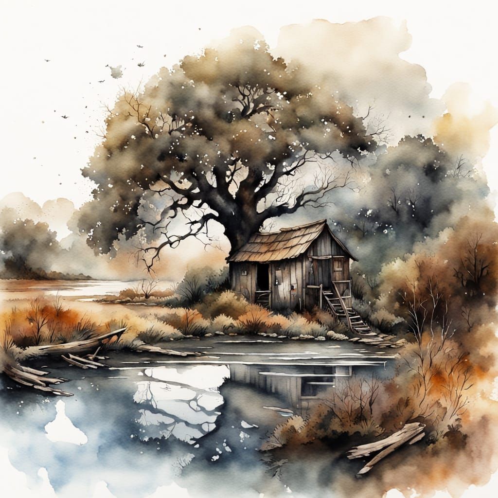 7 like- The hut on the river  by @Neromagenta