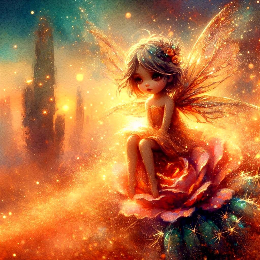 Fairy On Cactus Flower