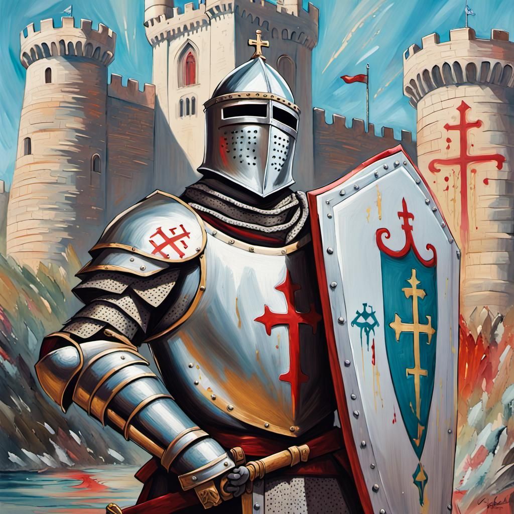 The Valiant Guardian: Unyielding Knights Templar Defending the Castle ...