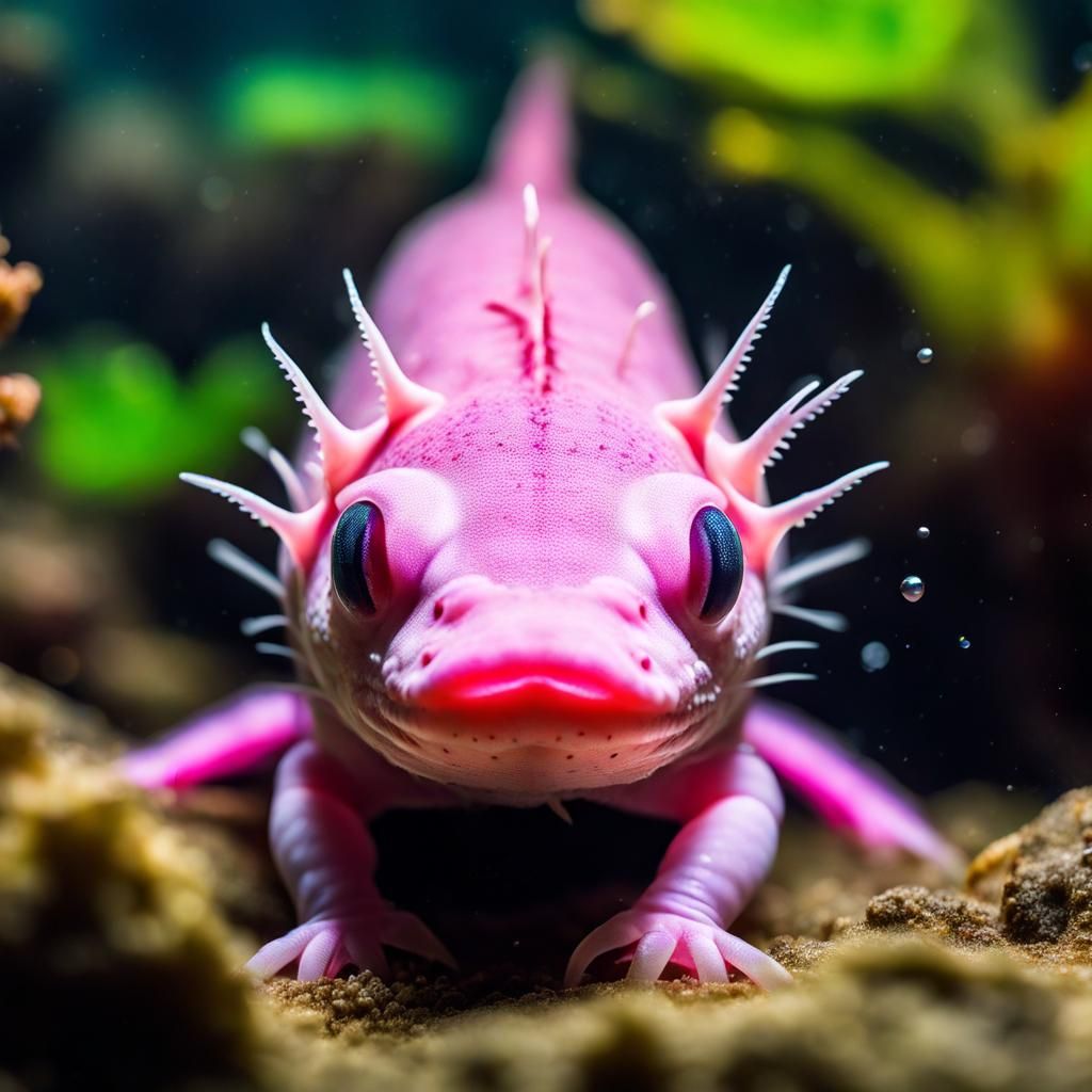 Pink Axolotl 'Ambystoma mexicanum' professional underwater Macro  photography 64, megapixels canon macro lens high quality stock photo  ultra - AI Generated Artwork - NightCafe Creator