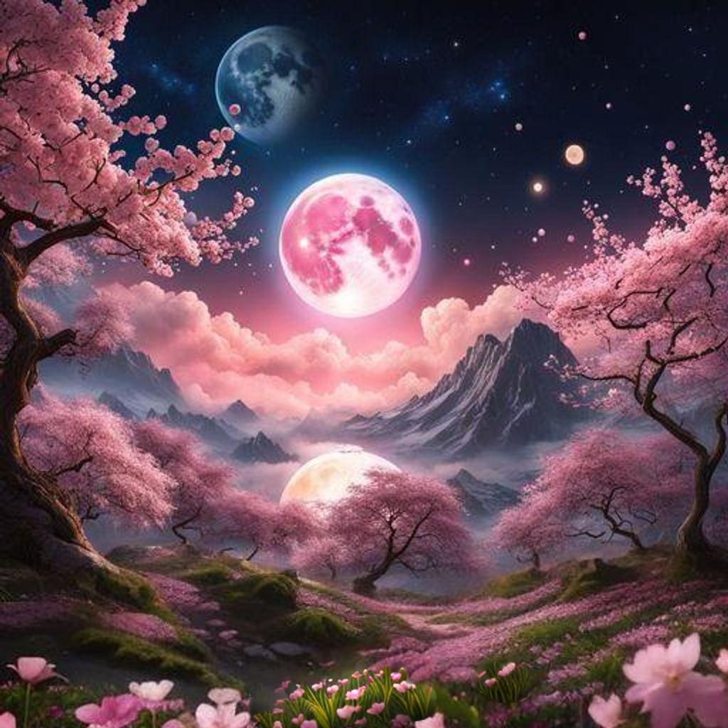 cherry blossom  🌸🌕   by @Magdalene