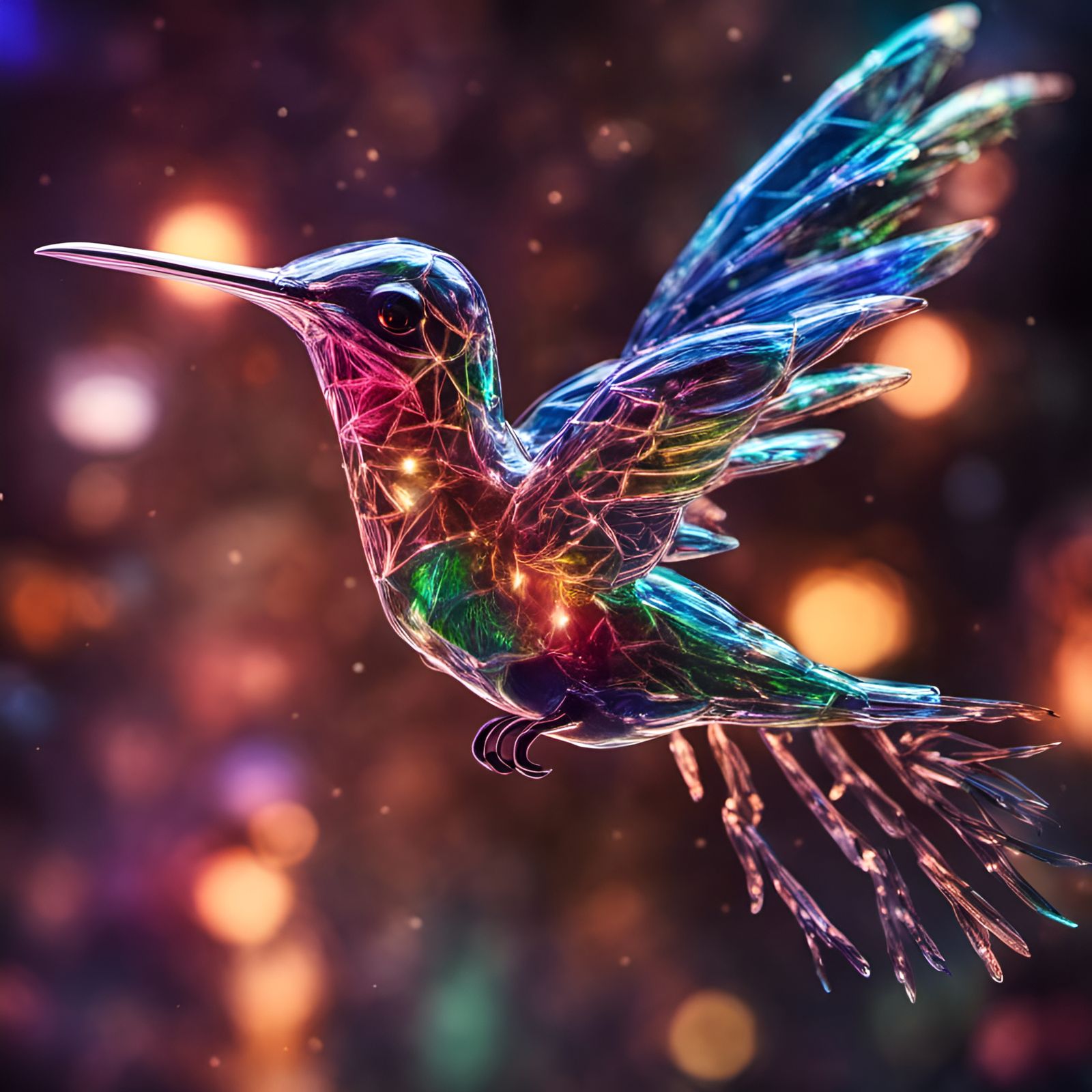 humming bird made out of glass