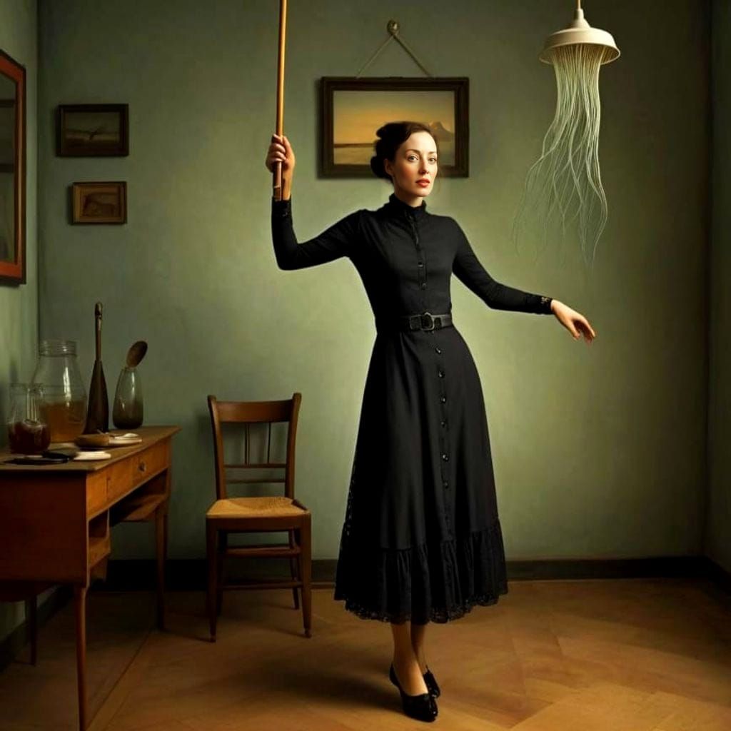 Charismatic Lady in Vibrant Surrealistic Landscape