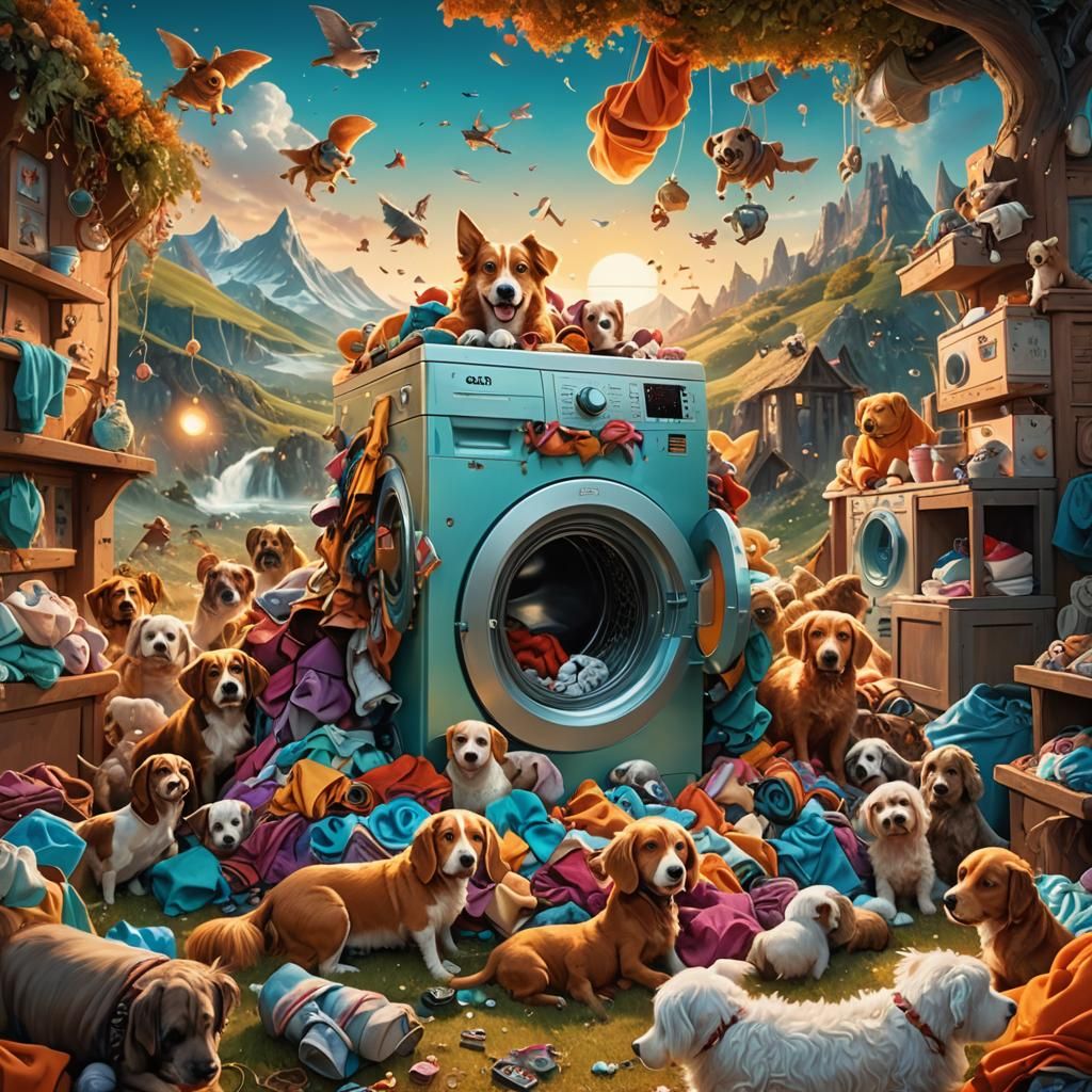 Magical Washing Machine Overflows with Clothes, Toys, and Pl...