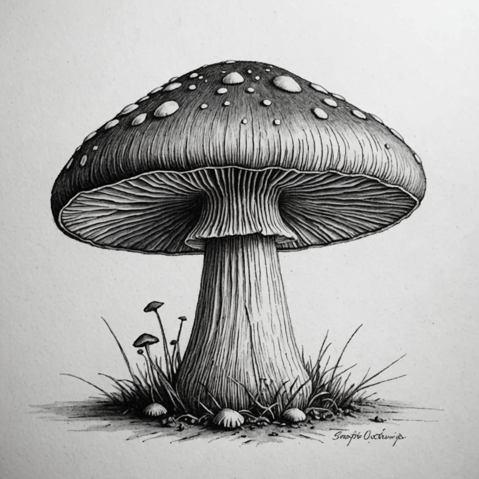 pencil sketch of a mushroom