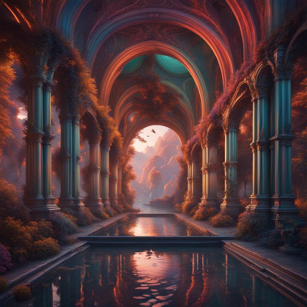 Colorful Optical Illusion in Detailed Matte Painting
