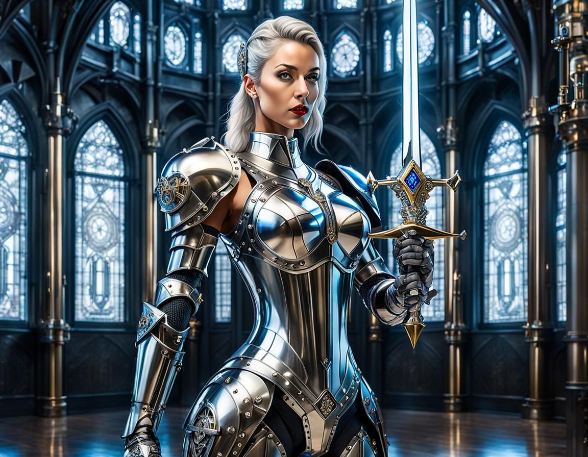 Epic Bionic Medieval Knight inspired by Hajime Sorayama :: Standing in ...