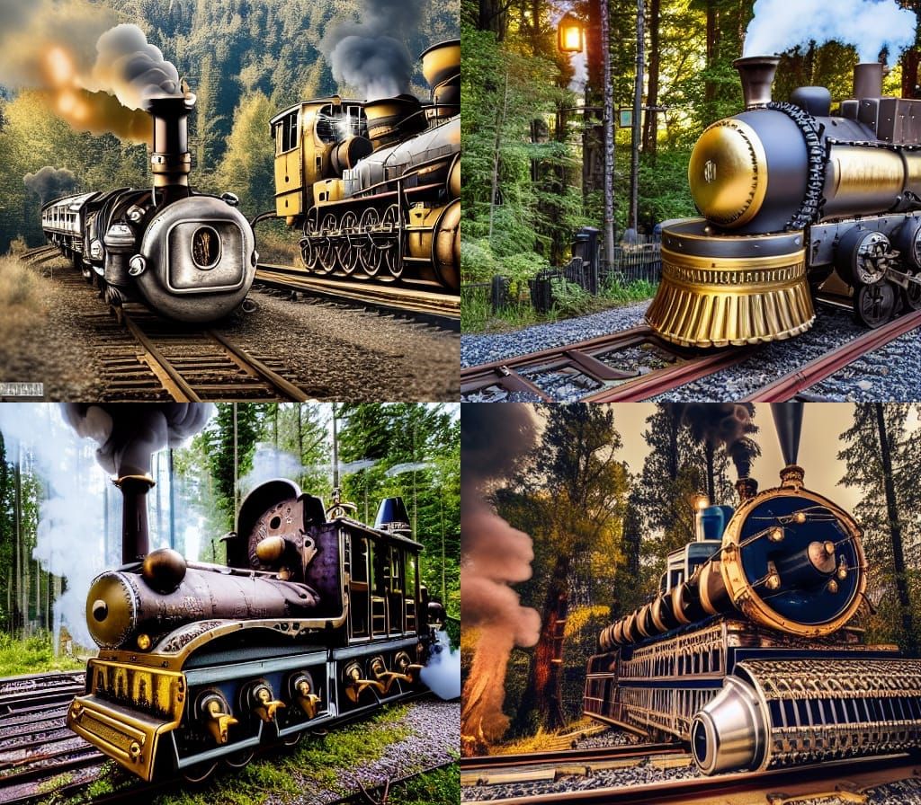 Steampunk locomotive- train, - AI Generated Artwork - NightCafe Creator