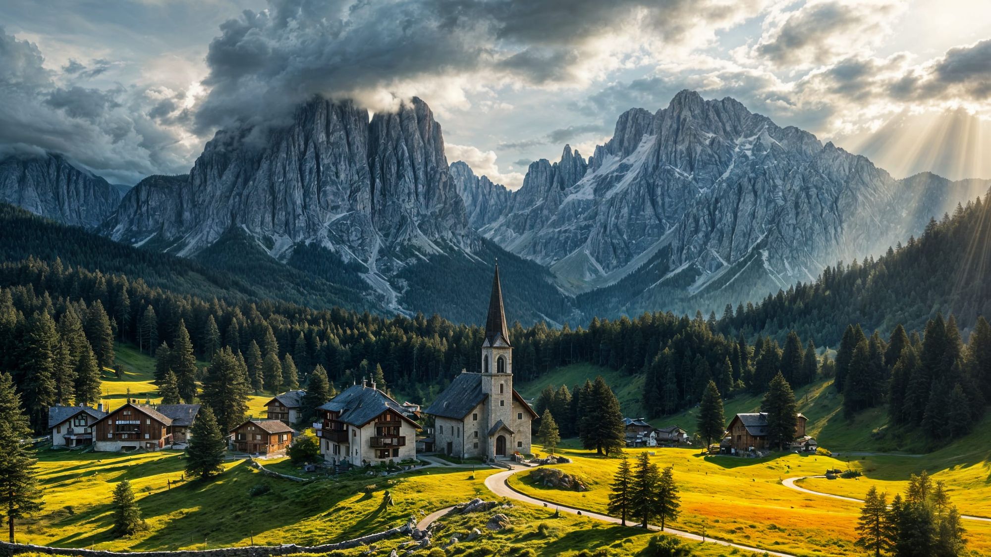 alpine village in the Dolomites