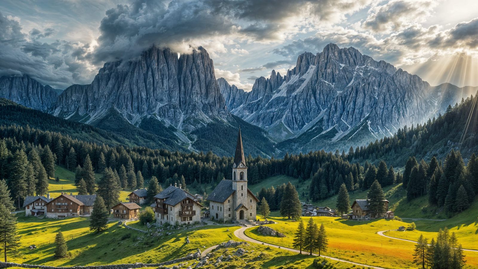 alpine village in the Dolomites  by @nixxxnutz
