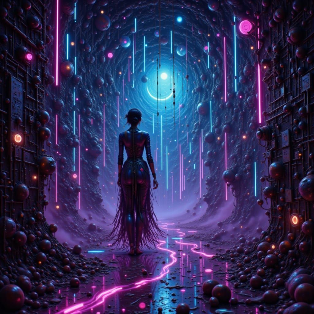 Neon circuits, paths align
In the halls of wisdom's design
Starlit guidance, he leads the way
With every beat, a brighter day <lora:Ryhska E...