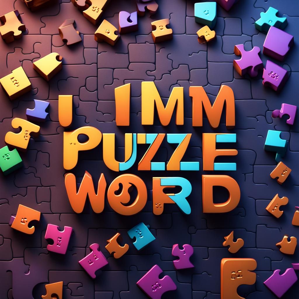 Text : I'M, puzzle word,different color font