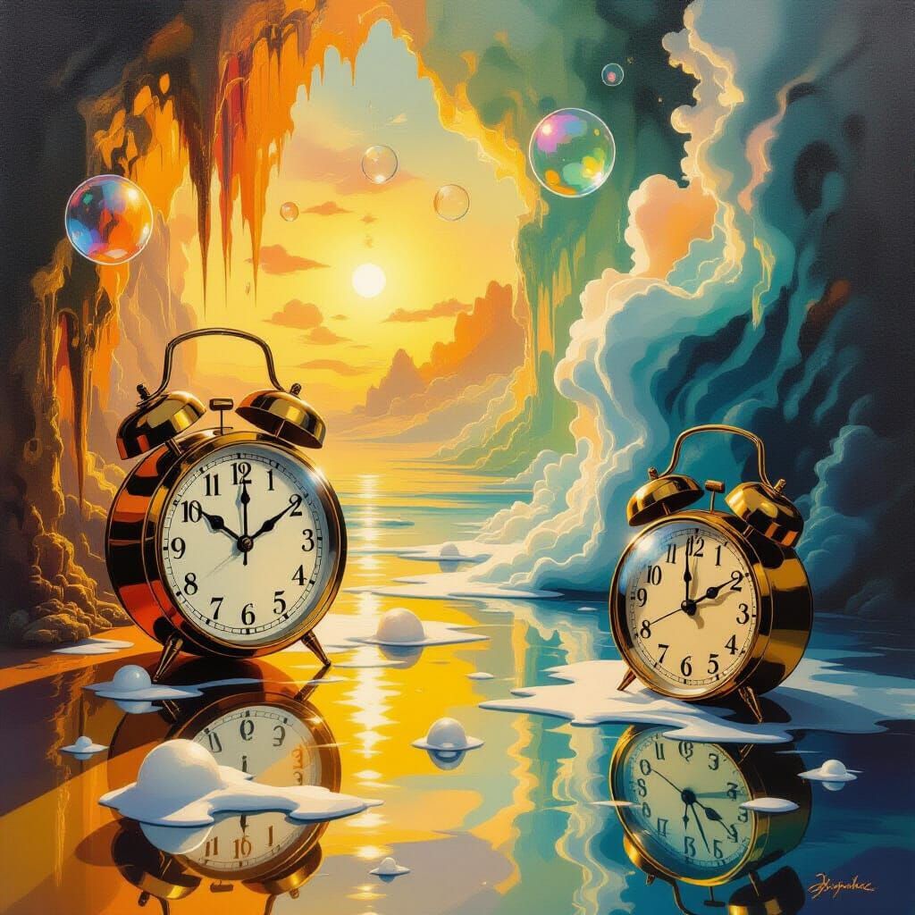 Surrealist Oil Painting of Existence's Transience