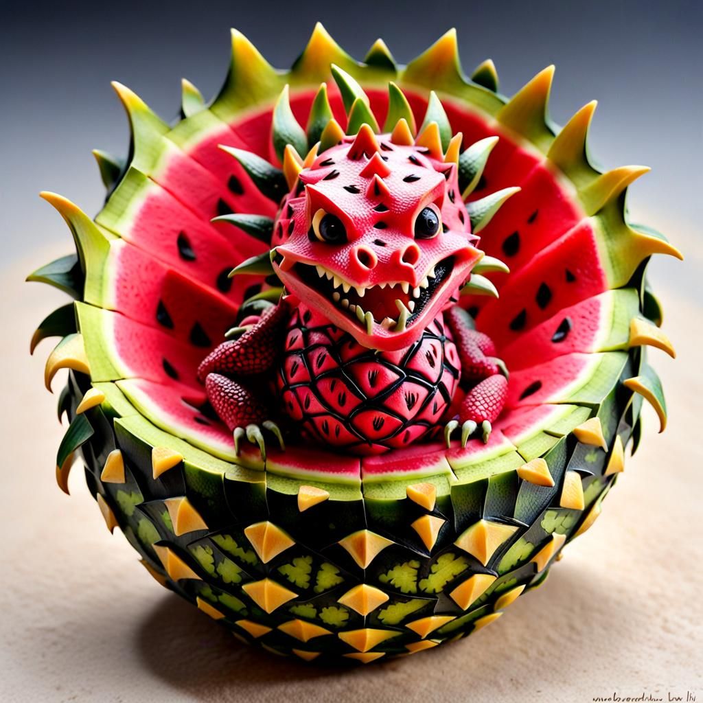 Dragon watermelon carving