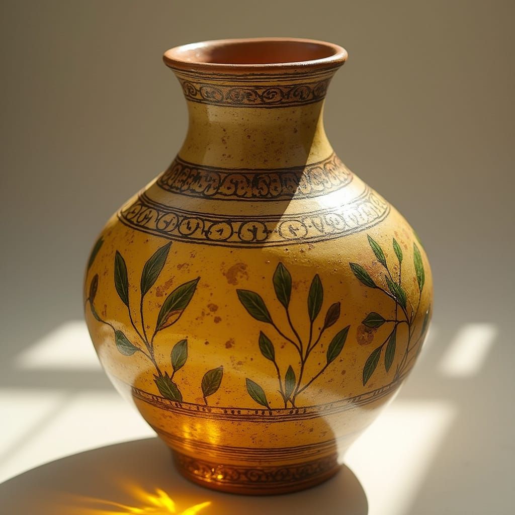 Earthenware Jar with Olive Oil in Art Nouveau Style