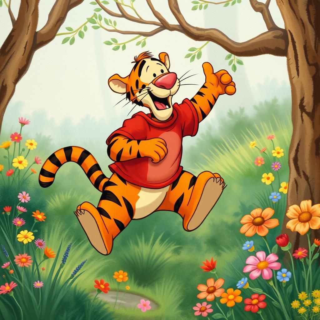 tigger the tiger from winnie the poh - doing what he does best, bounce on his coiled tail  by @KRoseCarol