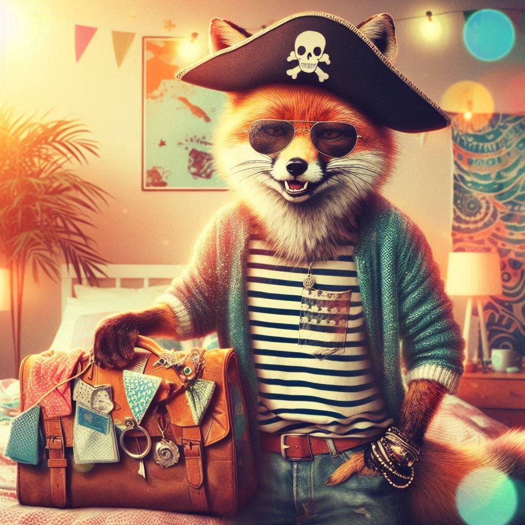 Cool pirate is ready to go 🦊🏴‍☠️