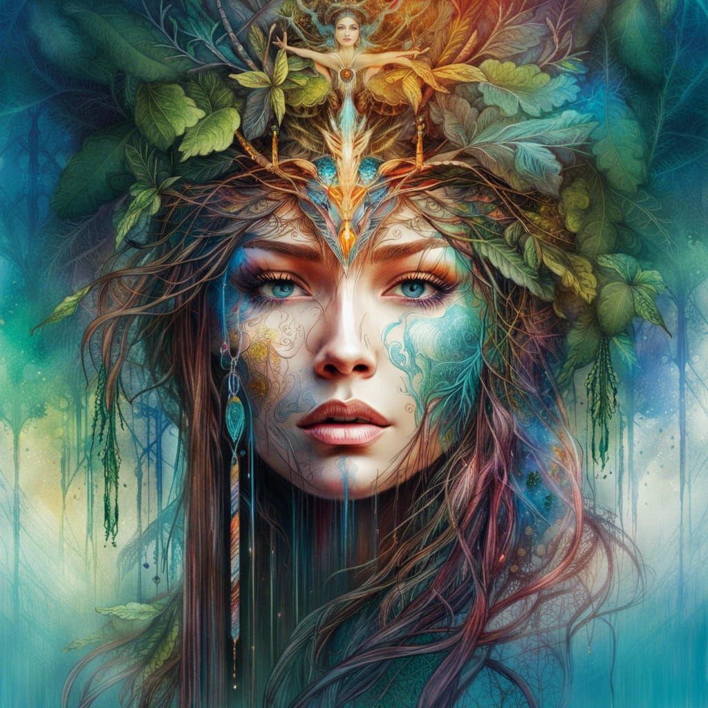 surreal dreamscape fantasy delicate forest goddess indigenous spirit ...