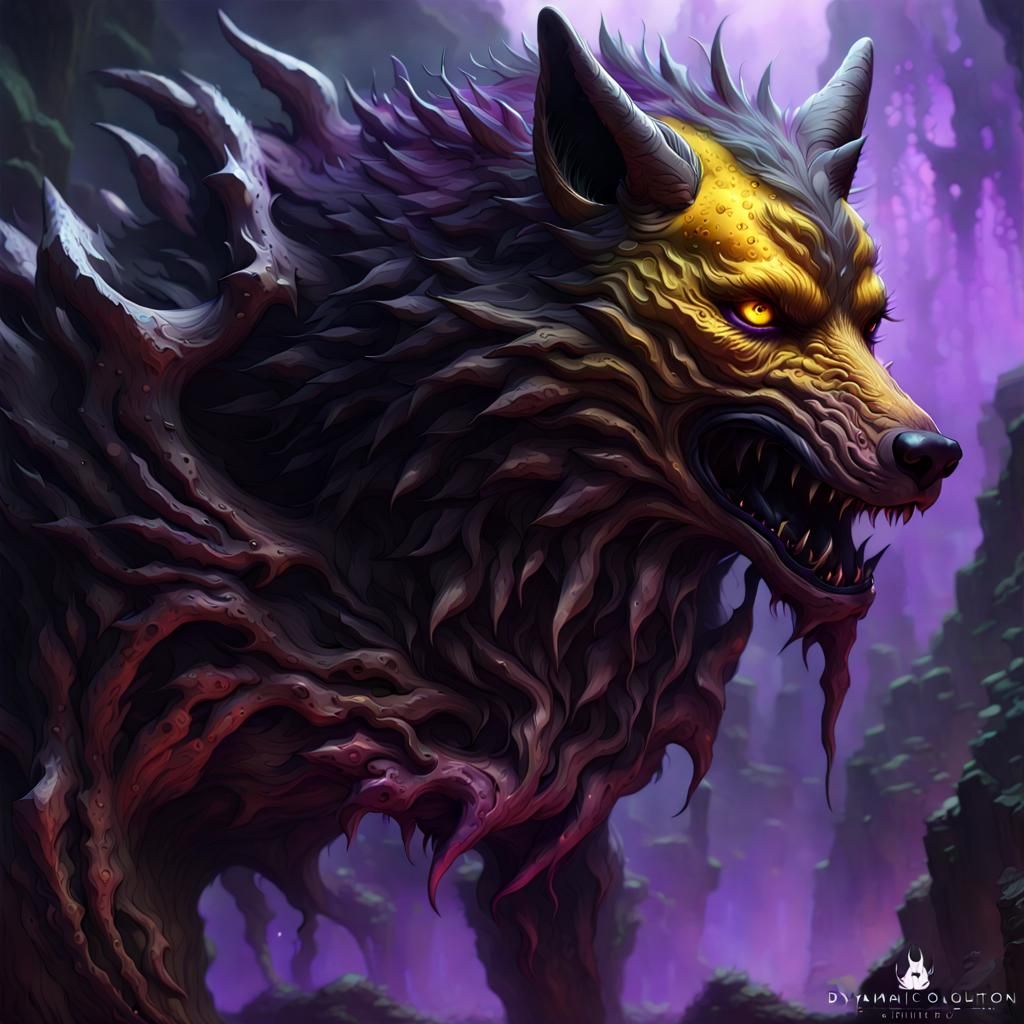 abyssal wolf with (8 black eyes:10), a masterpiece, 8k resolution, dark ...