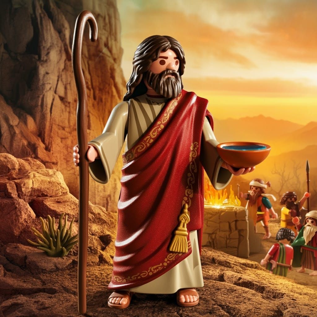 Elijah on Mount Carmel with Red Robe