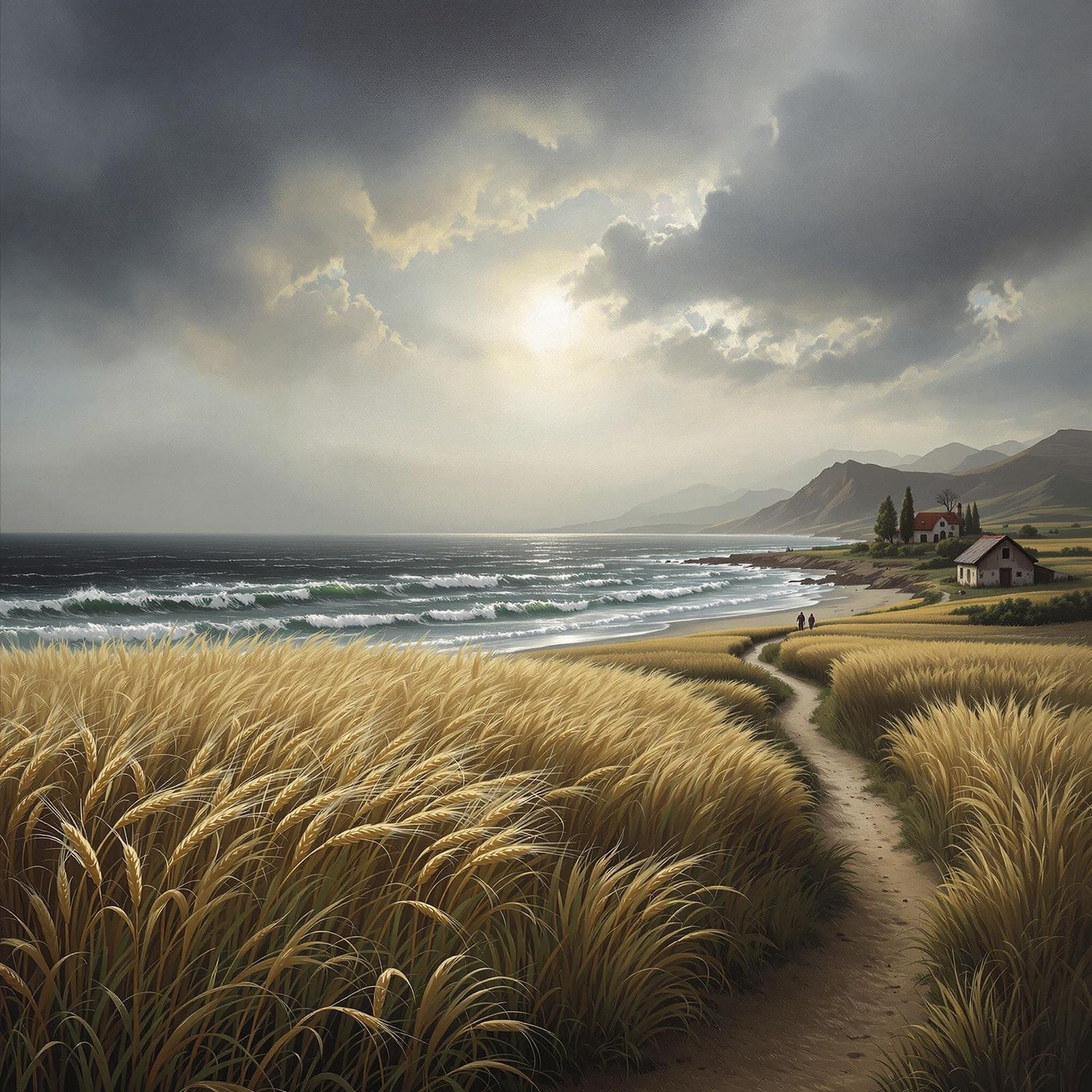 Fields of Grain by the Sea  by @Chickadee