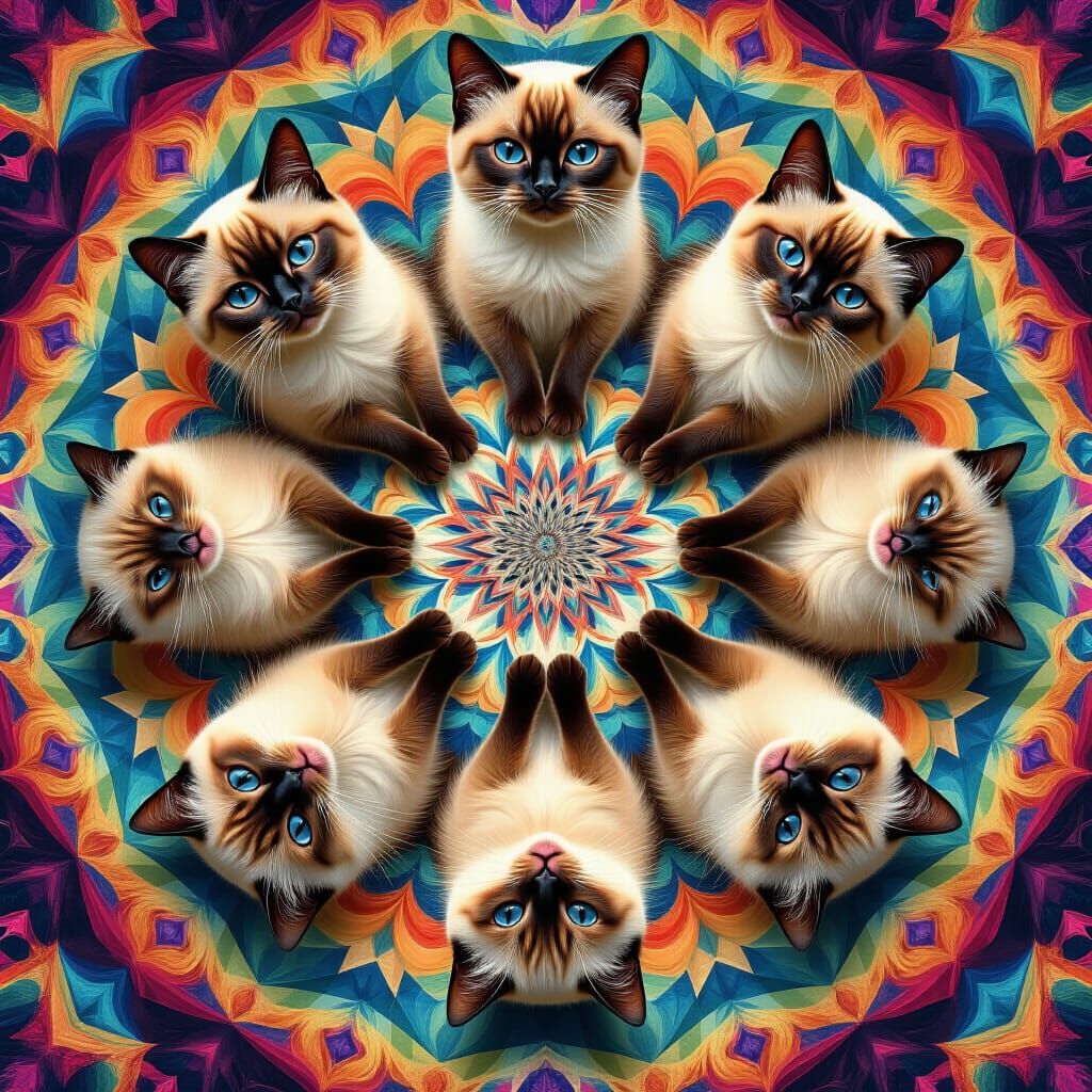 Kaleidoschop siamese cats.  by @Ylona