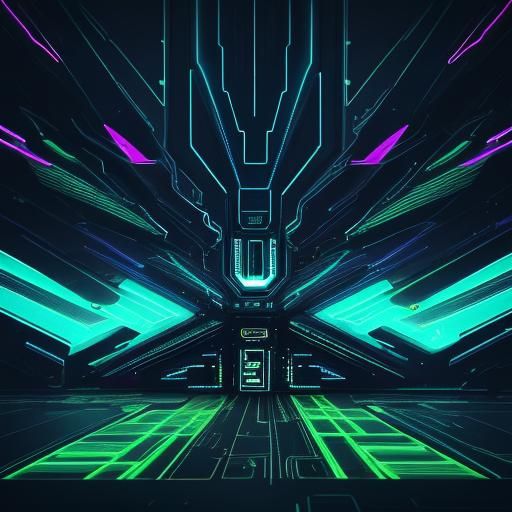 Neon-Lit Circuitry in Glitch Art Style
