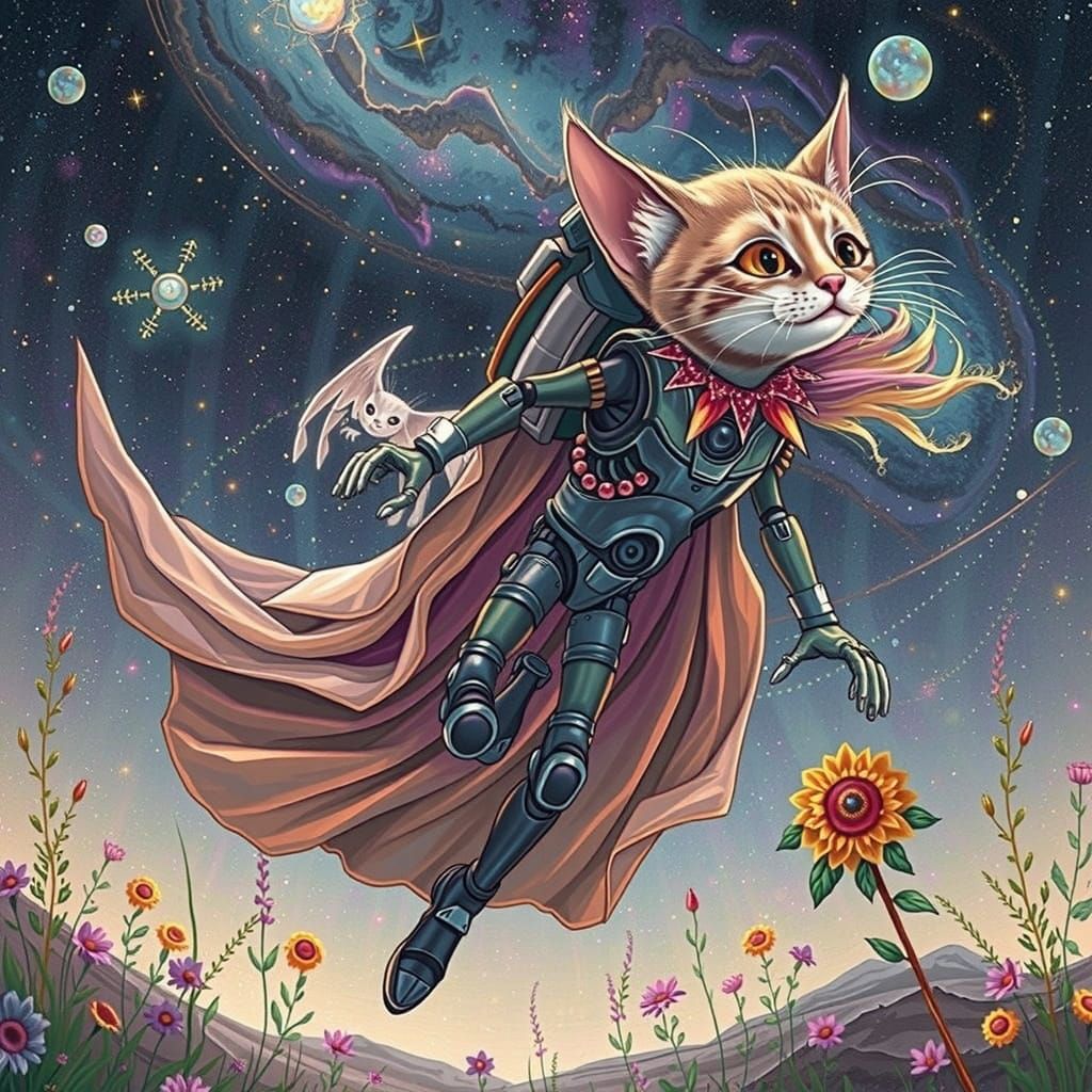 Vibrant, iridescent creatures with translucent, glowing bodies and delicate, feathery appendages inhabit a mystical, otherworldly biome, tee...