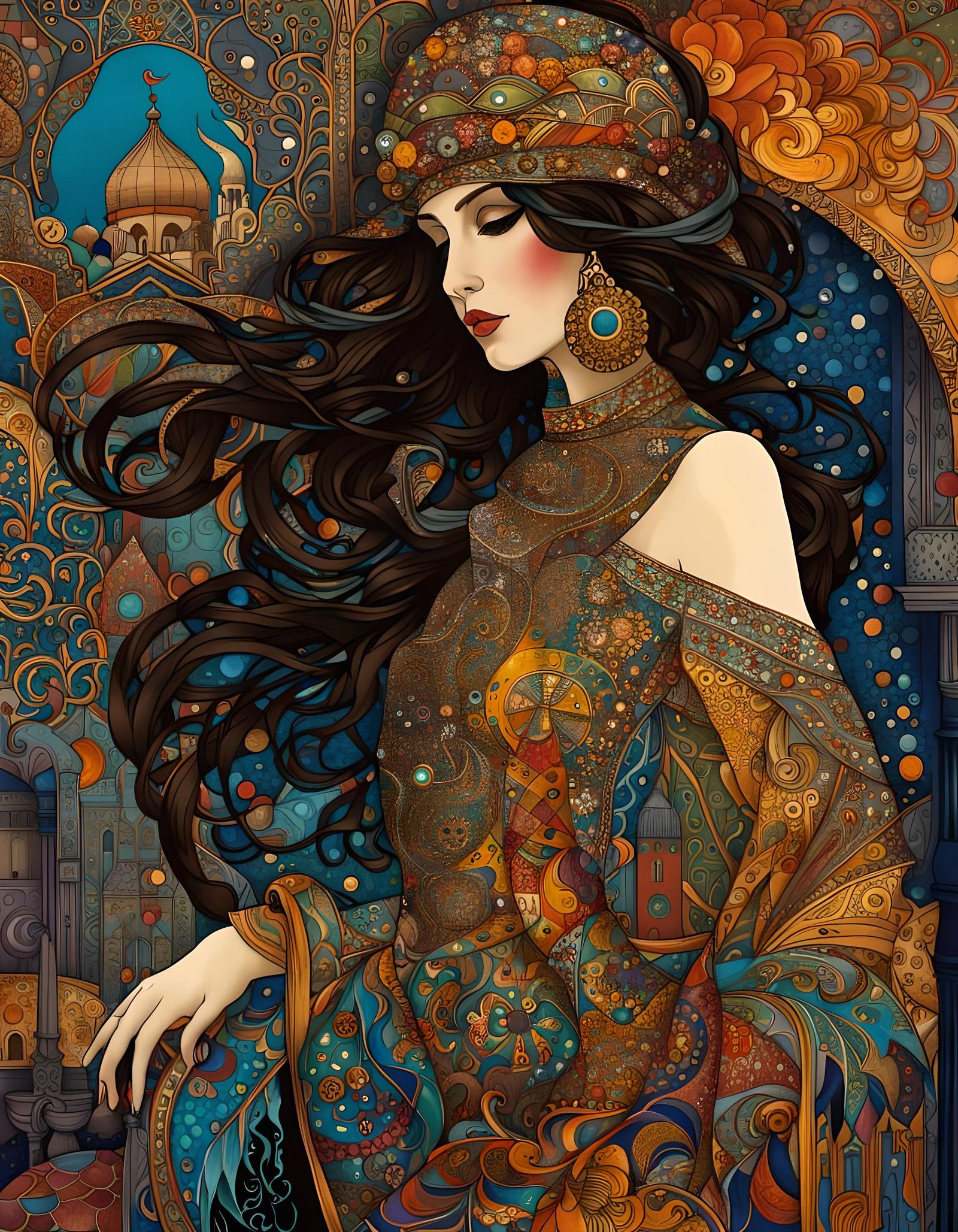 Arabian nights nouveau - AI Generated Artwork - NightCafe Creator