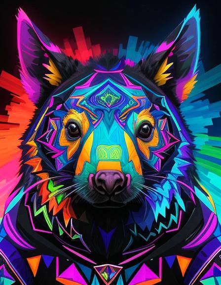 Hyper detailed cubist (psychedelic artwork of a wombat:1,8) made of ...