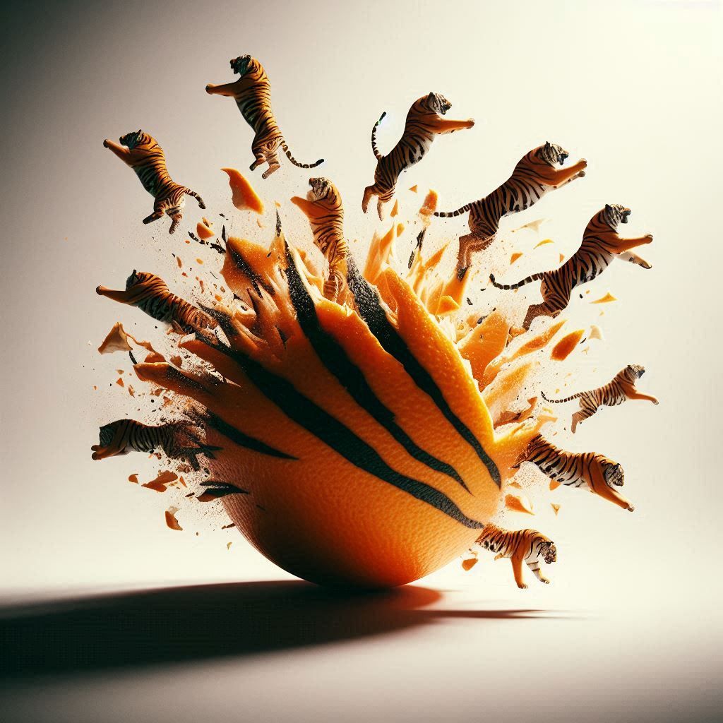 Orange stripe tiger explosion