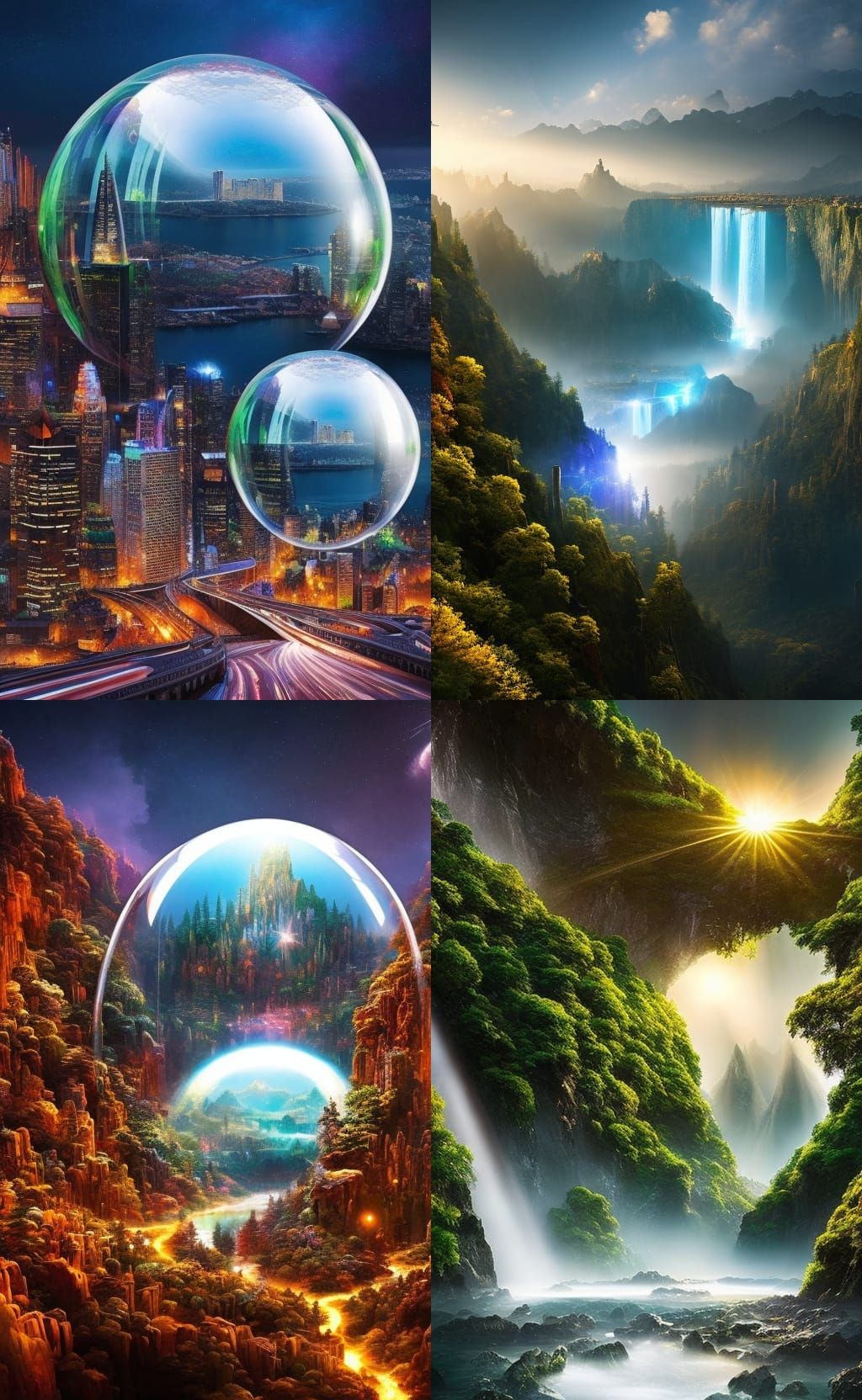 A World trapped inside a bubble. 3d effect hyperdetailed hyperrealistic Epic cinematic brilliant stunning intricate meti...